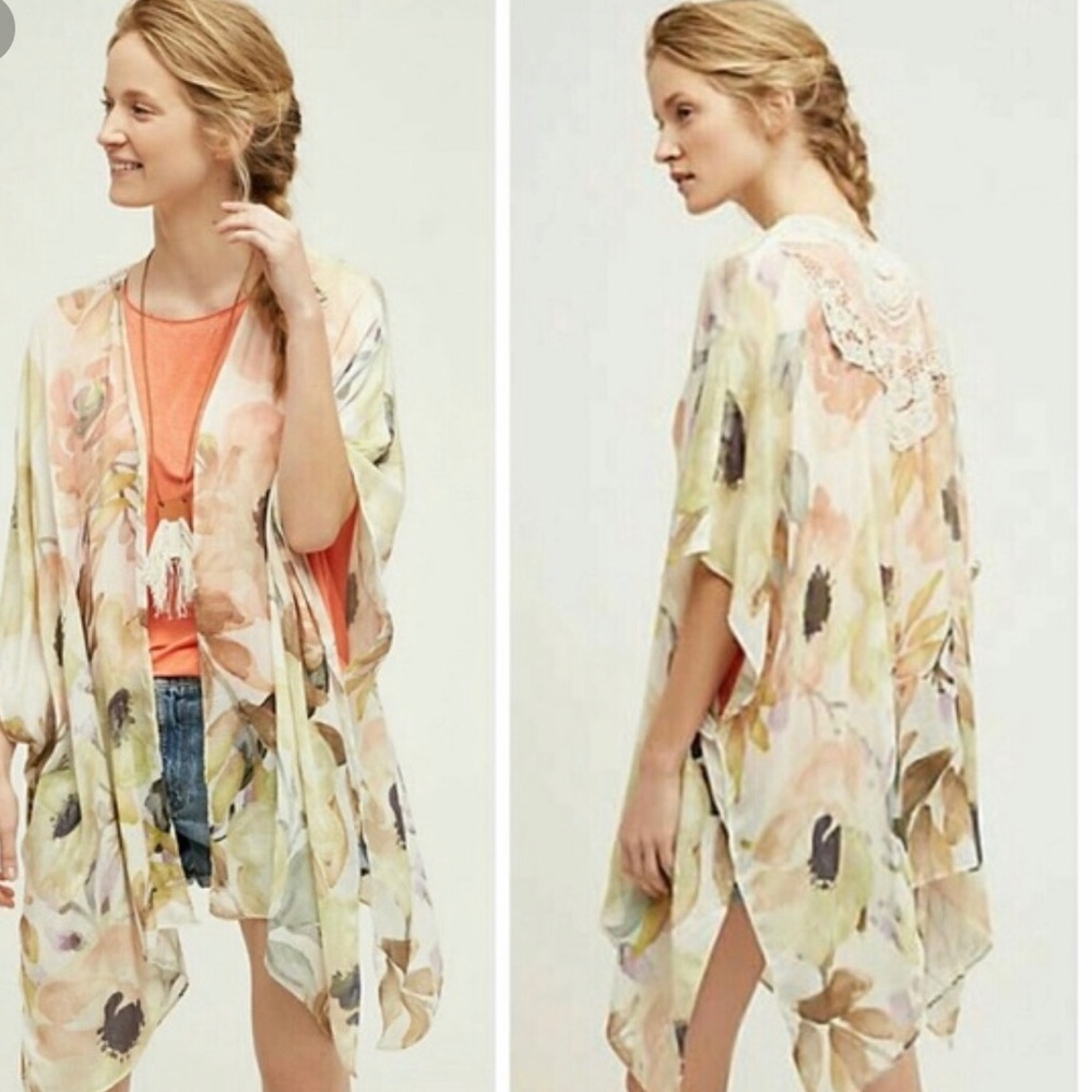 Anthropologie lace and flower shawl